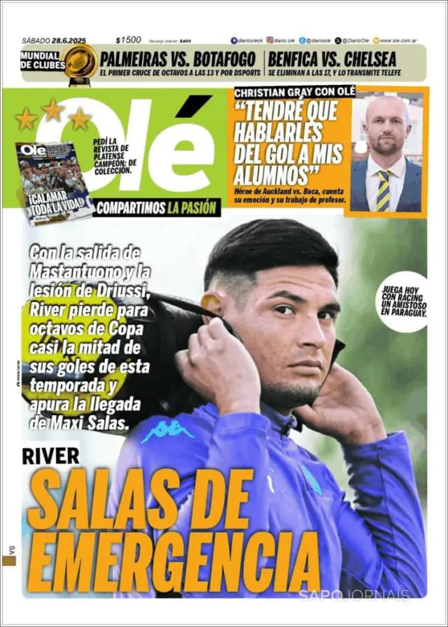 Capa jornal Olé 2025-06-28