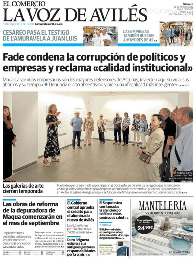Capa jornal El Comercio La Voz de Avilés 2025-06-28