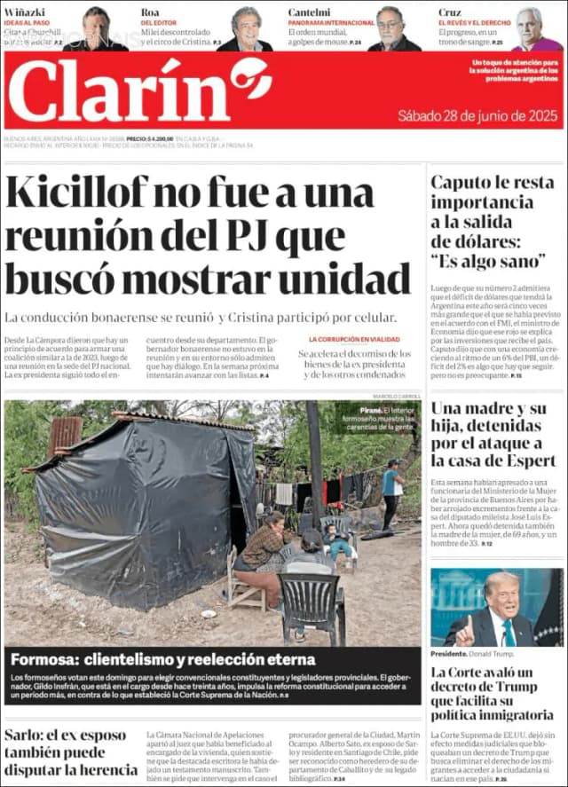 Capa jornal Clarín 2025-06-28