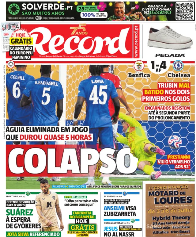 Capa jornal Record 2025-06-29