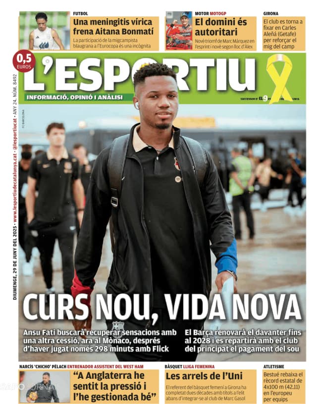 Capa jornal L'esportiu 2025-06-29