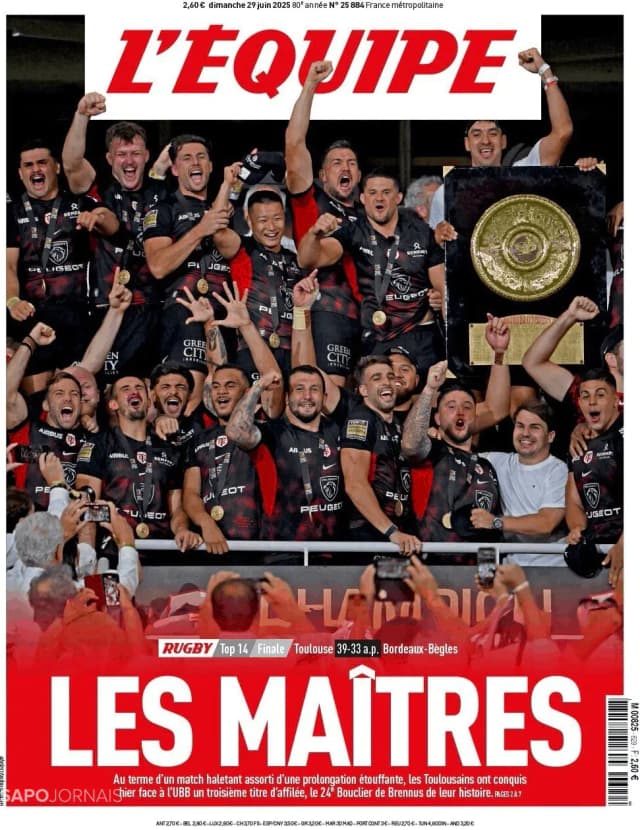 Capa jornal L'Équipe 2025-06-29