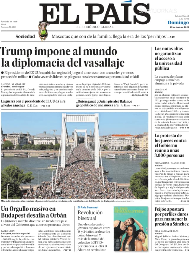 Capa jornal El País 2025-06-29