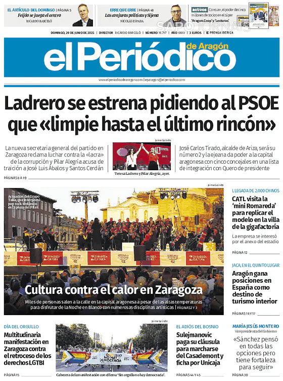 Capa jornal El Periódico de Aragón 2025-06-29