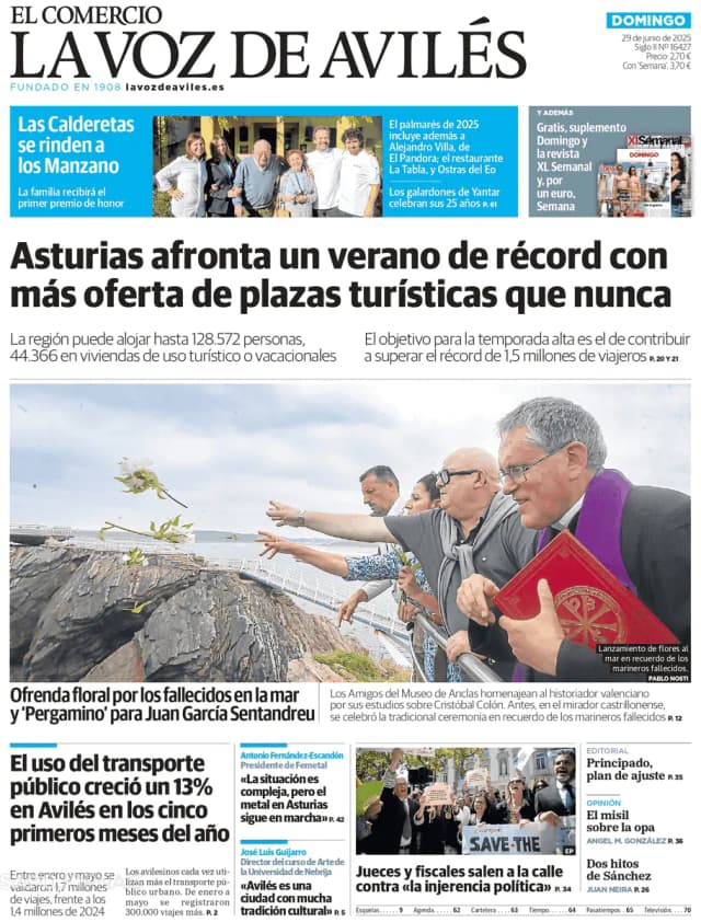 Capa jornal El Comercio La Voz de Avilés 2025-06-29