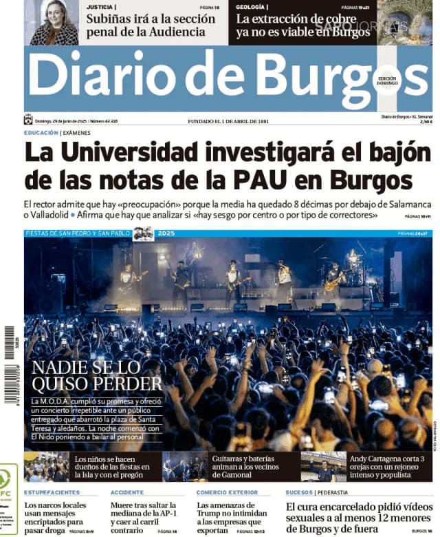 Capa jornal Diario de Burgos 2025-06-29