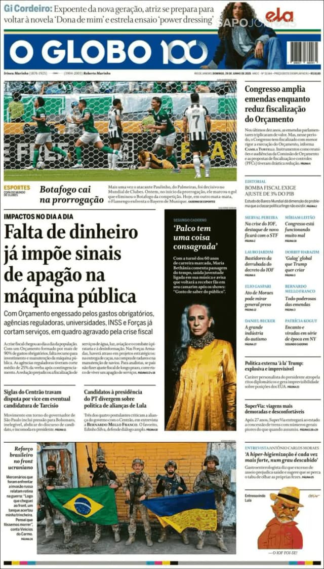 Capa jornal O Globo 2025-06-29