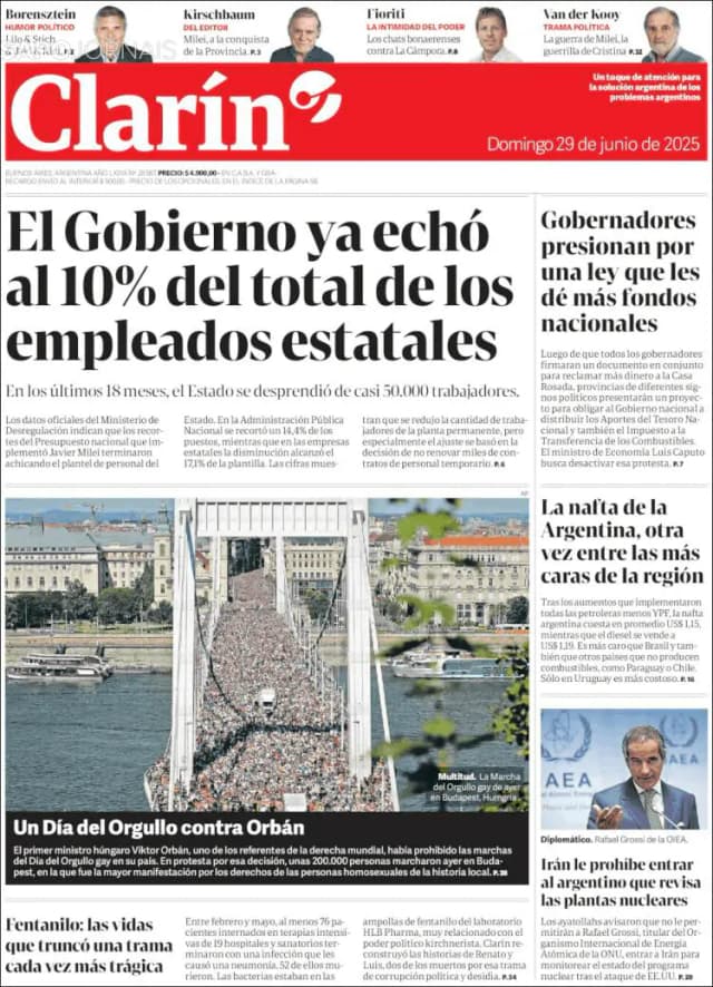 Capa jornal Clarín 2025-06-29