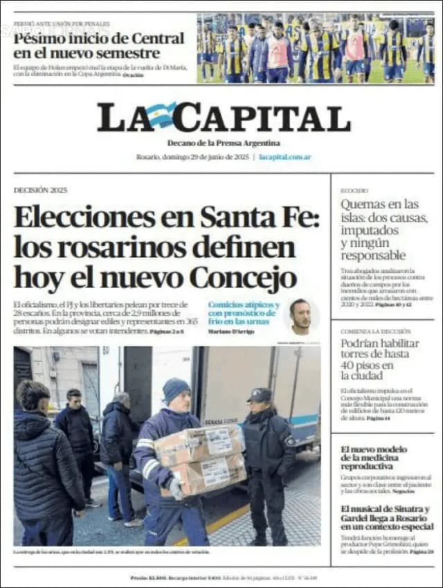 Capa jornal La Capital 2025-06-29