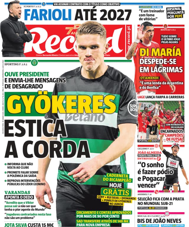 Capa jornal Record 2025-06-30