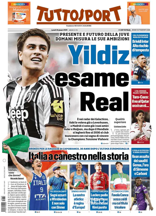 Capa jornal Tuttosport 2025-06-30