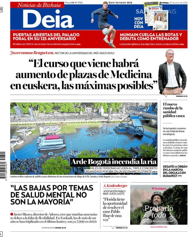 Capa jornal Deia-Noticias de Bizkaia 2025-06-30
