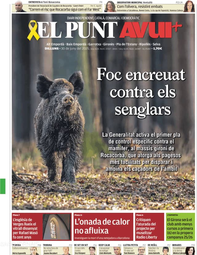 Capa jornal El Punt Avui | Edició Girona 2025-06-30