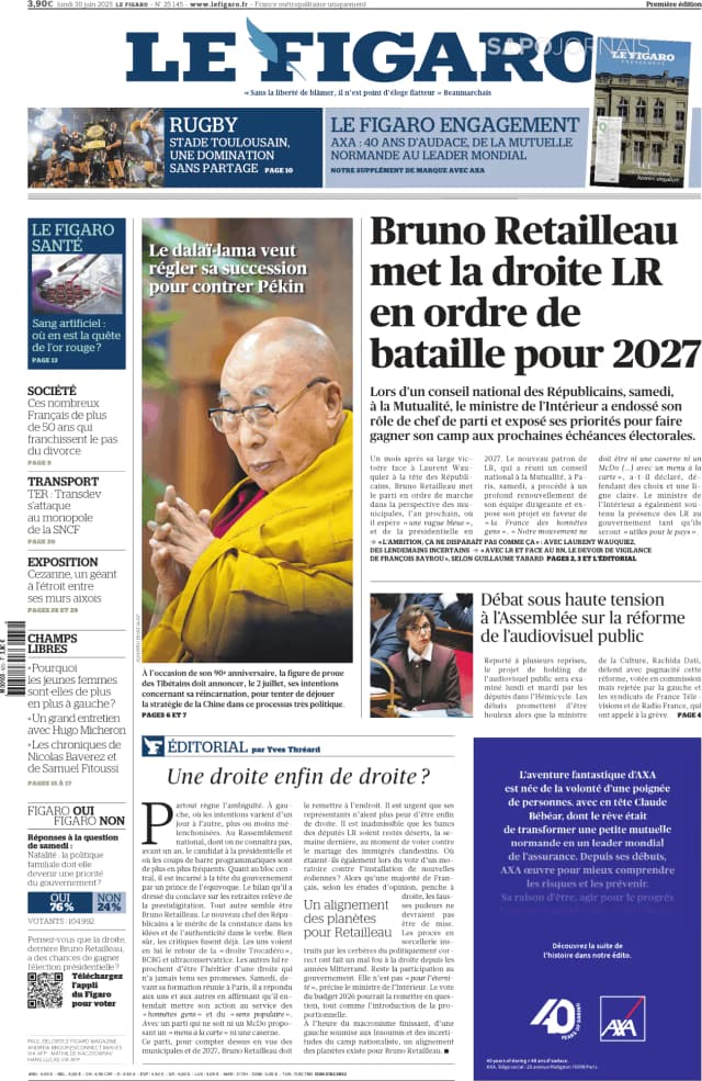 Capa jornal Le Figaro 2025-06-30
