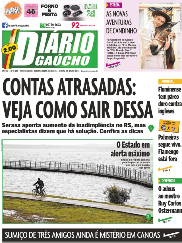 Capa jornal Diário Gaúcho 2025-06-30