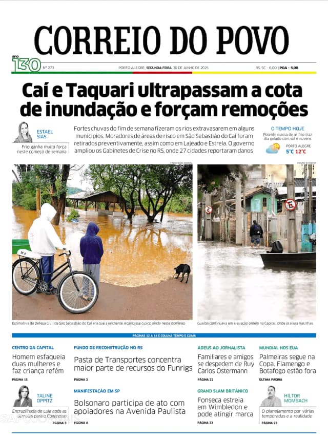 Capa jornal Correio do Povo 2025-06-30