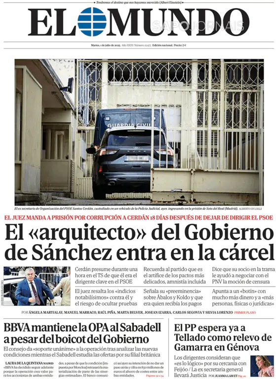 Capa jornal El Mundo 2025-07-01