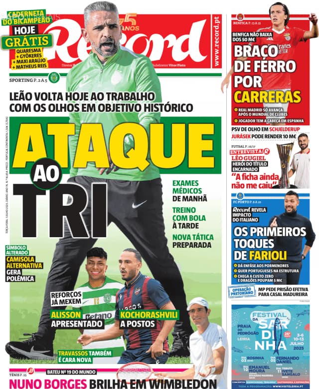 Capa jornal Record 2025-07-01