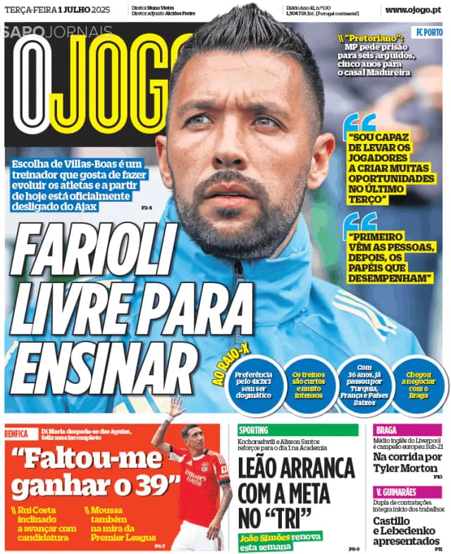 Capa jornal O Jogo 2025-07-01