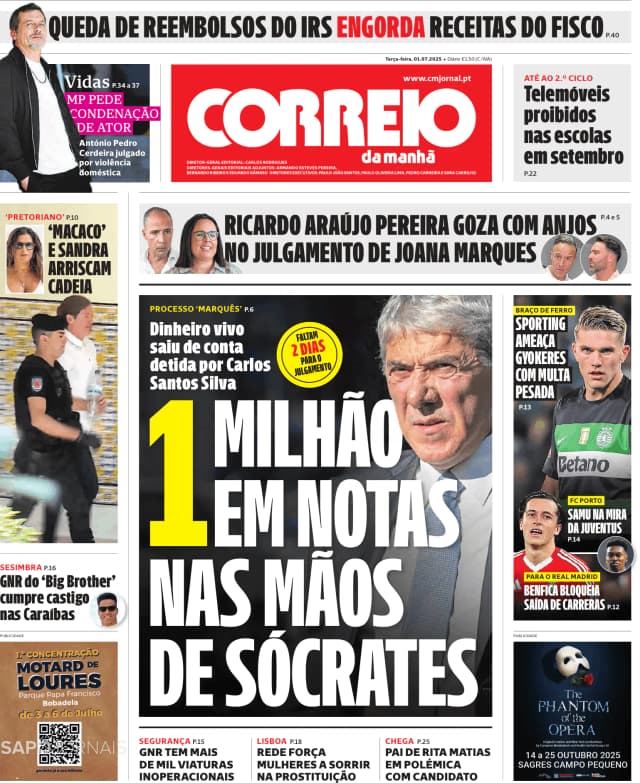Capa jornal Correio da Manhã 2025-07-01