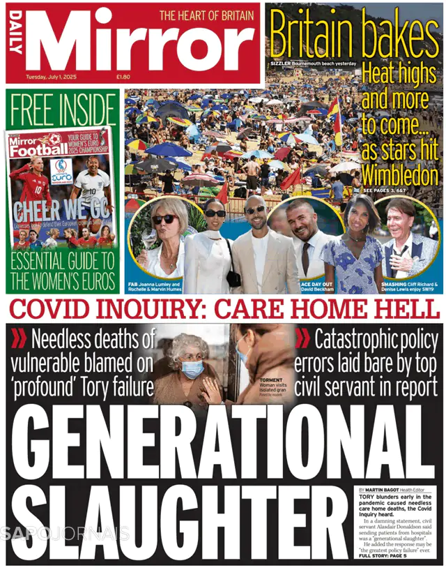 Capa jornal Daily Mirror 2025-07-01