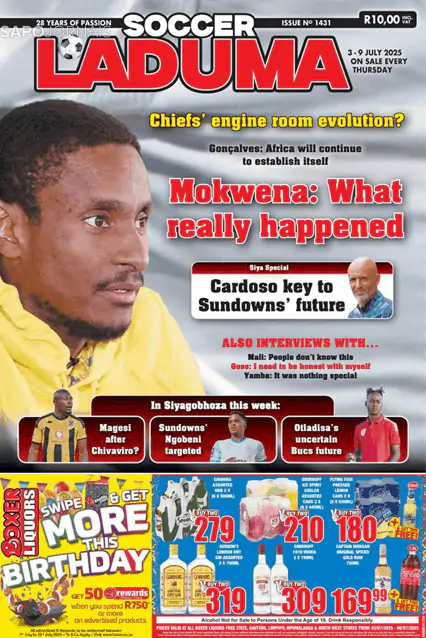 Capa jornal Soccer Laduma 2025-07-03