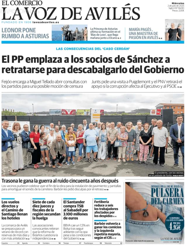 Capa jornal El Comercio La Voz de Avilés 2025-07-02