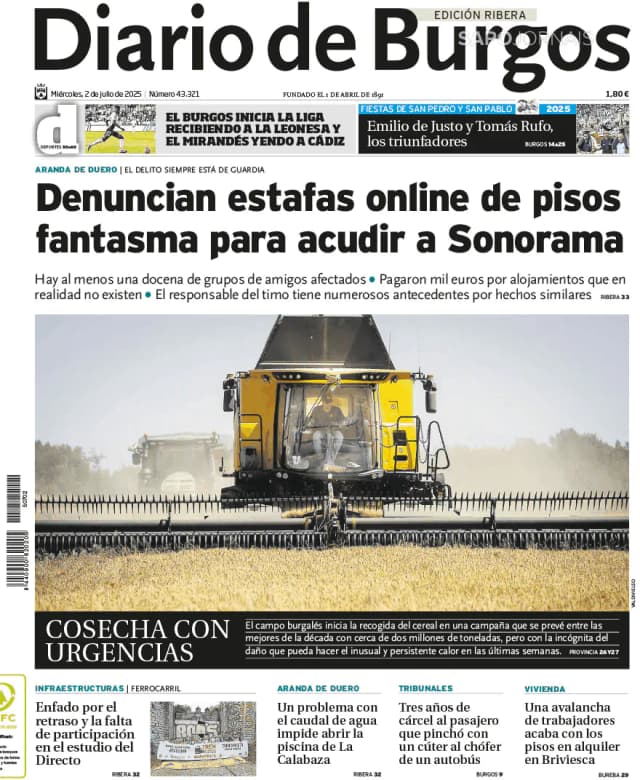 Capa jornal Diario de Burgos 2025-07-02