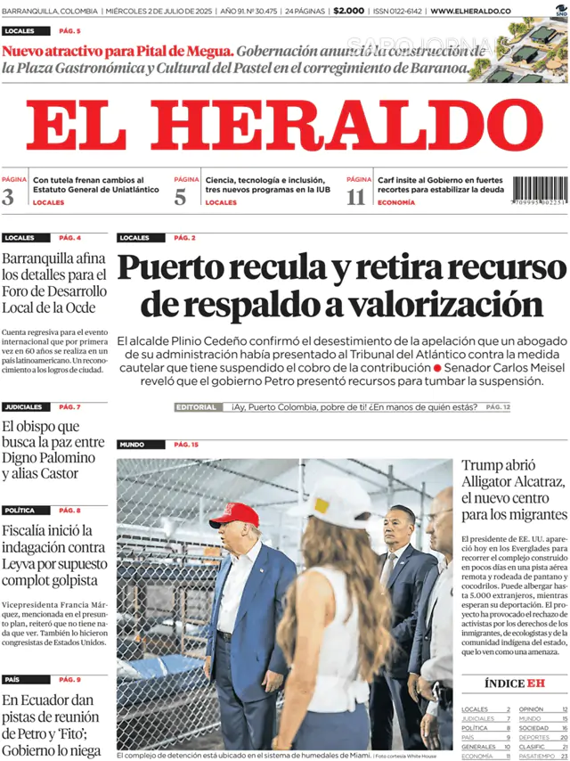 Capa jornal El Heraldo 2025-07-02