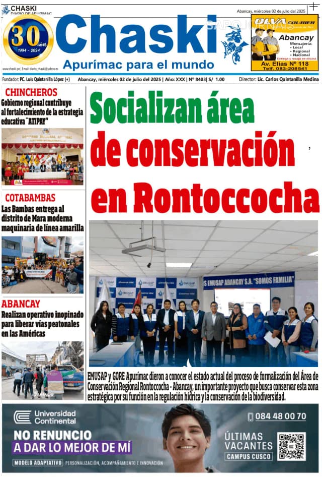 Capa jornal Chaski 2025-07-02