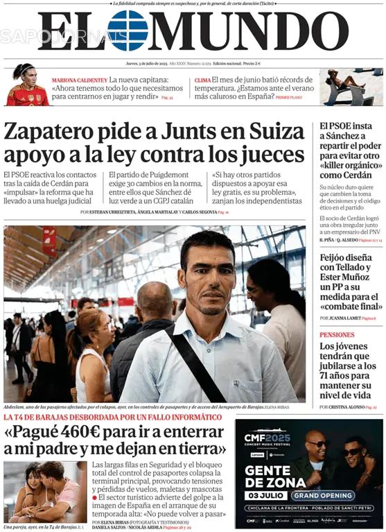 Capa jornal El Mundo 2025-07-03