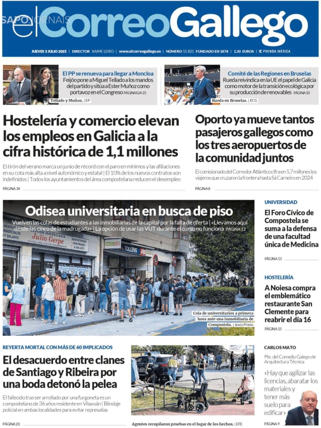 Capa jornal El Correo de Gallego 2025-07-03