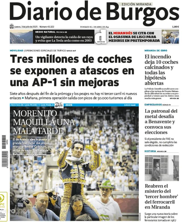 Capa jornal Diario de Burgos 2025-07-03