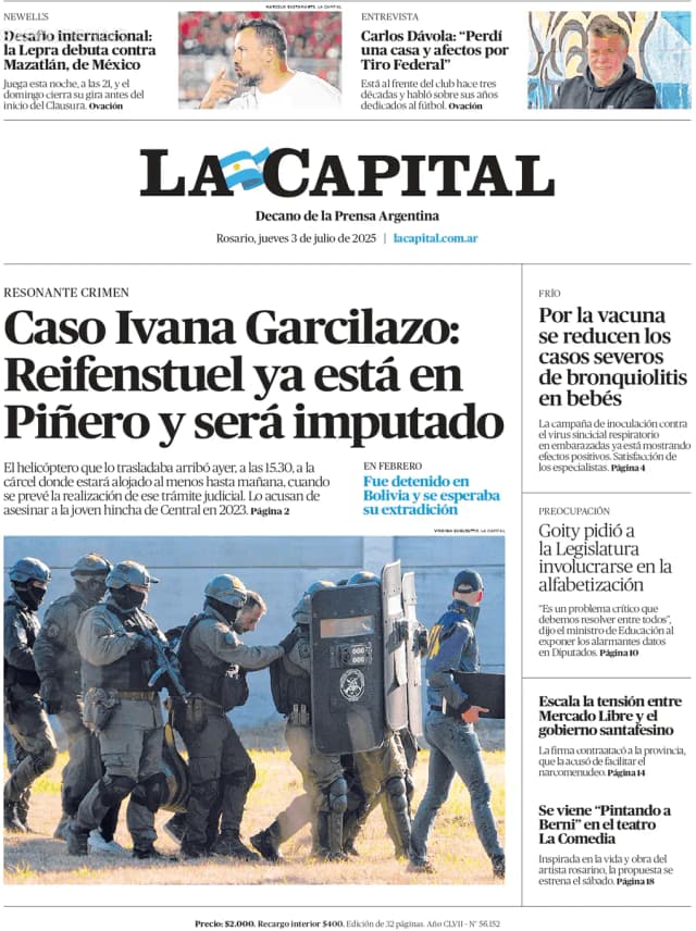 Capa jornal La Capital 2025-07-03