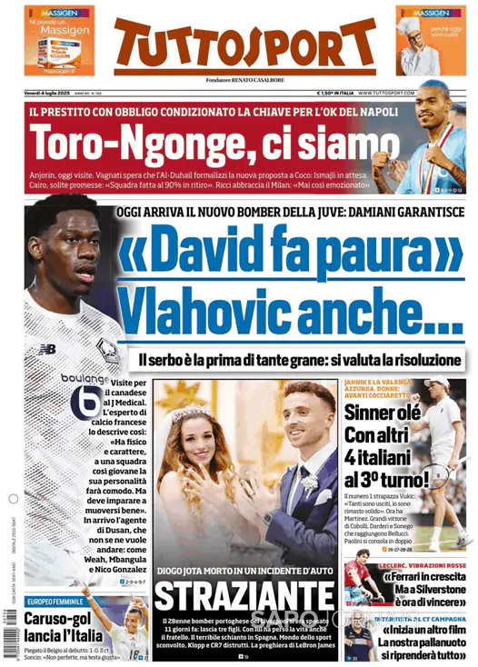 Capa jornal Tuttosport 2025-07-04