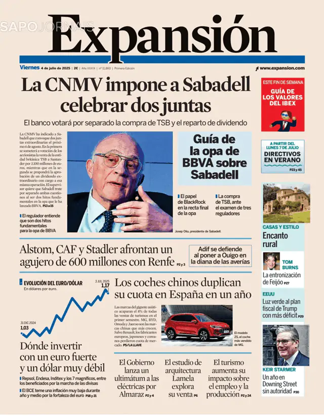 Capa jornal Expansión 2025-07-04