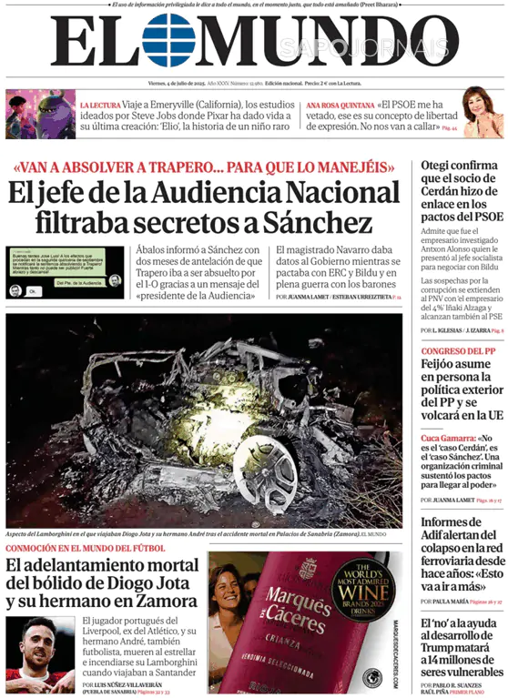 Capa jornal El Mundo 2025-07-04