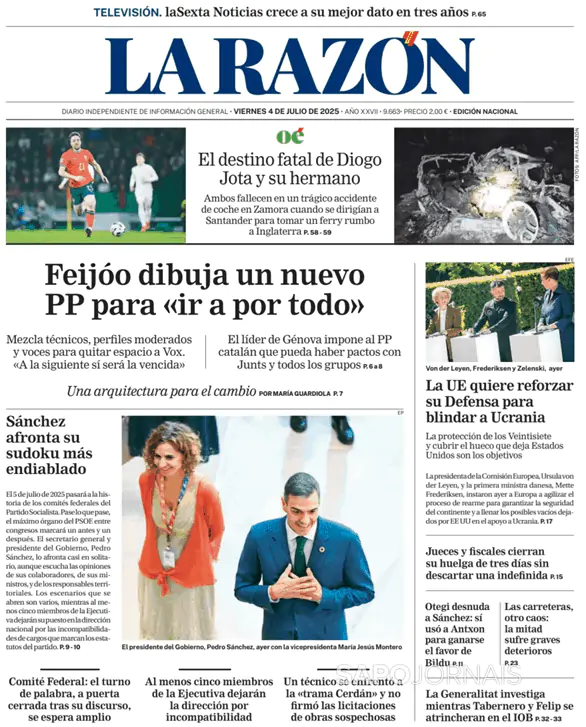 Capa jornal La Razón 2025-07-04
