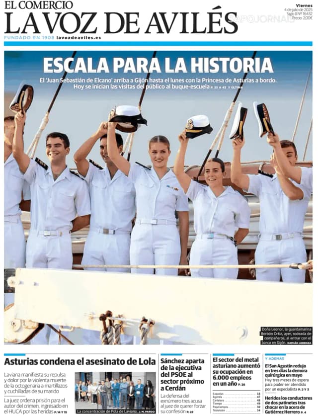 Capa jornal El Comercio La Voz de Avilés 2025-07-04