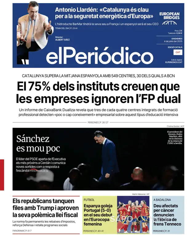 Capa jornal El Periódico de Catalá 2025-07-04