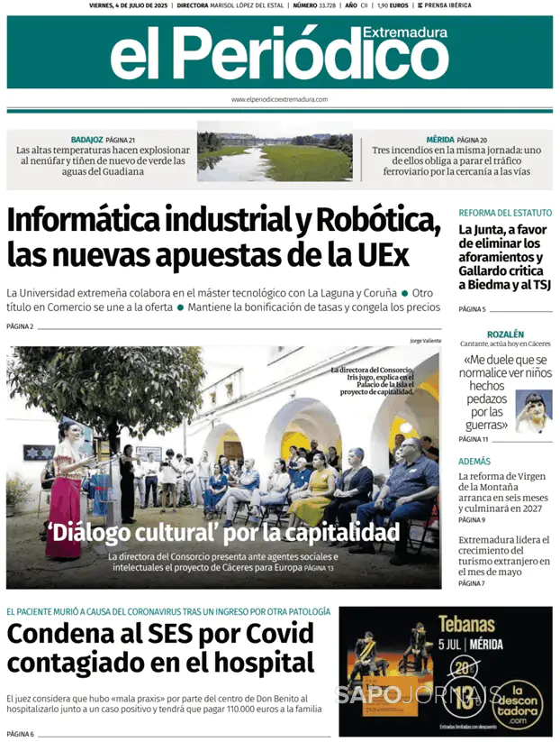 Capa jornal El Periódico de Extremadura 2025-07-04