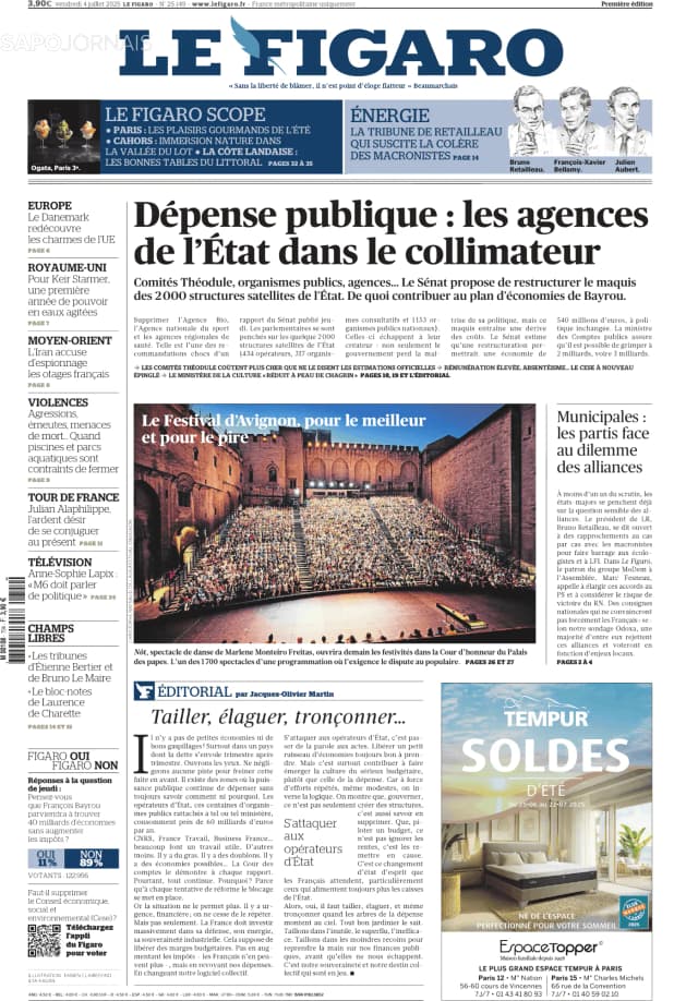 Capa jornal Le Figaro 2025-07-04