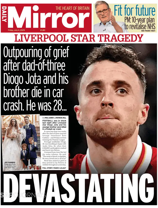 Capa jornal Daily Mirror 2025-07-04