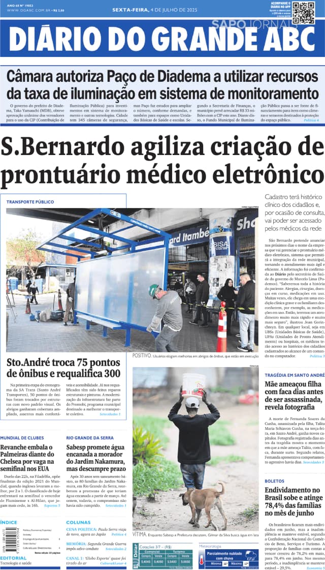 Capa jornal Diário do Grande ABC 2025-07-04