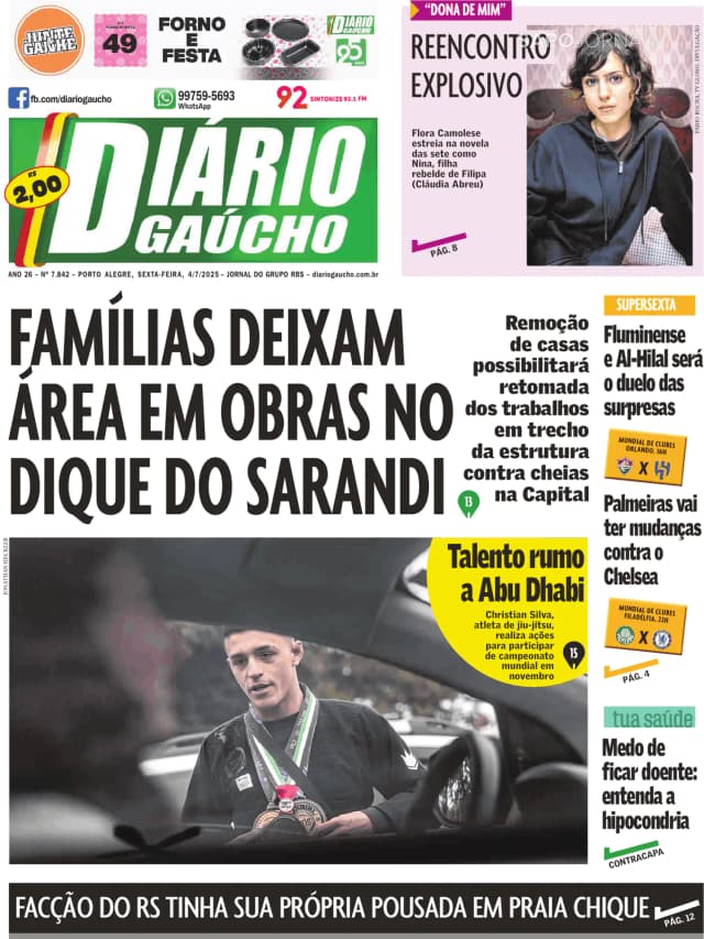 Capa jornal Diário Gaúcho 2025-07-04