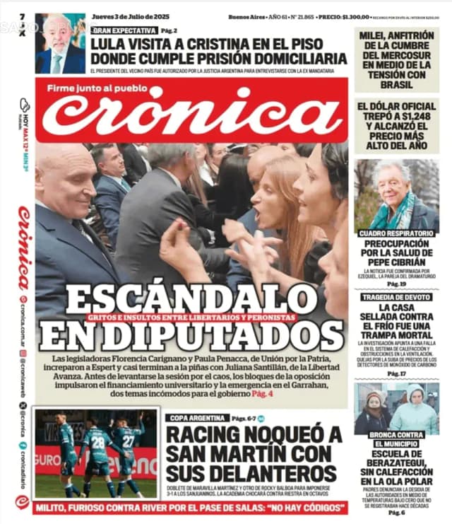 Capa jornal Crónica 2025-07-03