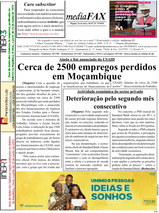 Capa jornal Mediafax 2025-07-04