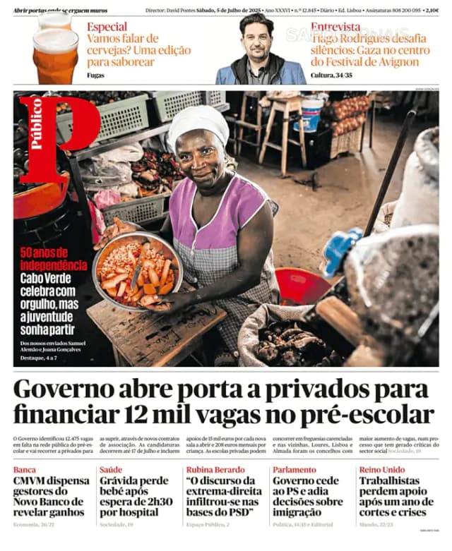 Capa jornal Público 2025-07-05