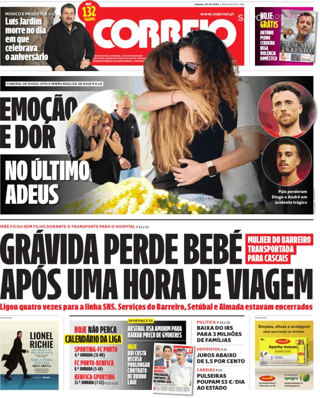 Capa jornal Correio da Manhã 2025-07-05