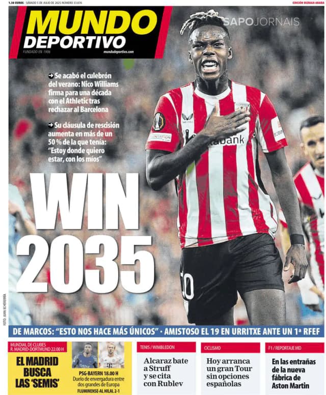 Capa jornal Mundo Deportivo (Bizkaia-Araba) 2025-07-05